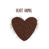 Hairy Heart animal Sign heart shaggy Brown and fluffy