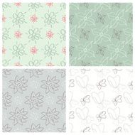 Set of four flower seamless patterns