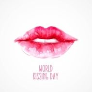 Watercolor lips World Kissing Day