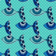 Abstract graphic fish on blue background