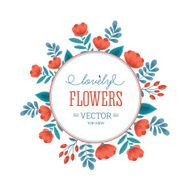Fun Flowers round composition Design template Vector illustration