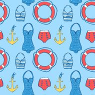 Sketch sea set in vintage style