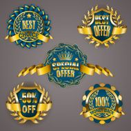 Golden badges with laurel wreath