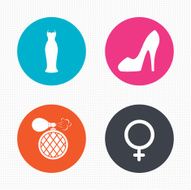 Wedding dress icon Women shoe sign Perfume N8