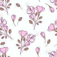 Hand drawn flowers seamless pattern Vector illustration