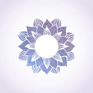 Watercolor blue frame with lace floral pattern Vector element