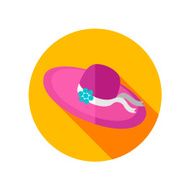 Beach hat flat icon with long shadow