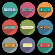 Icons of suitcases with long shadow