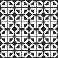 Seamless geometric pattern of black and white circles