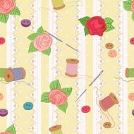 Vector seamless pattern with sewing items