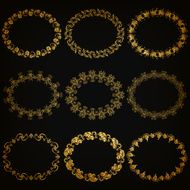 Vector set of gold decorative borders frame N6