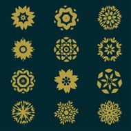 set of circles pattern with leaf and floral concept
