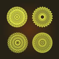abstract pattern circles with leaf and floral concept asia style N2