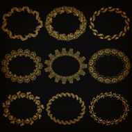 Vector set of gold decorative borders frame N7