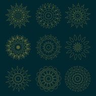 set of circles pattern with leaf and floral concept N2