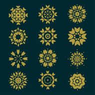 set of circles pattern with leaf and floral concept N3