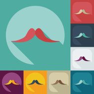 Flat modern design with shadow icon mustache N34