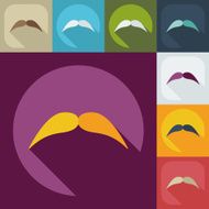 Flat modern design with shadow icon mustache N36