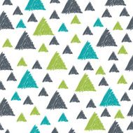 Seamless pattern with hand drawn green and grey triangles Seaml