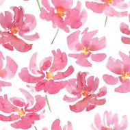 red watercolor flowers seamless pattern N3