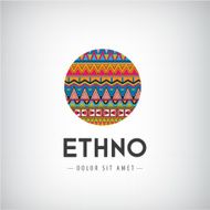 Vector circle ethno tribal hipster decorated colorful logo icon sign