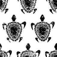 Vector seamless pattern hand drawn black turtle isolated on white N2