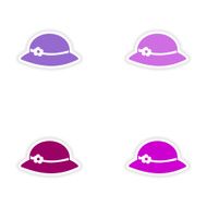 assembly realistic sticker design on paper hats woman