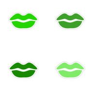 assembly realistic sticker design on paper kiss