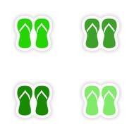 assembly realistic sticker design on paper thongs