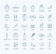 Clothes and fashion icons set Bag girls shop shopping symbols N7
