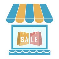Shop building with shopping bag illustration N2