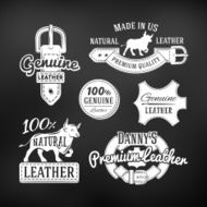 Set of leather quality goods vector designs Vintage belt logo