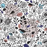 Pattern with flower and birds