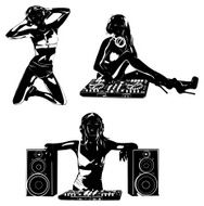 Woman dj silhouettes