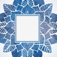 Watercolor blue frame with lace floral pattern Vector element N2