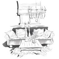 Cozy interior sketch