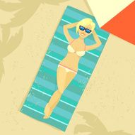 Man sunbathing Vector flat illustration