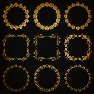 Vector set of gold decorative borders frame N8