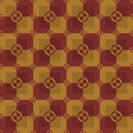 Circle-squares pattern in gold and red colors