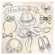Hand drawn graphic retro fashion collection