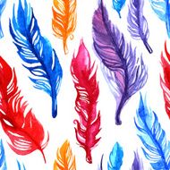 Watercolor feather pattern N2