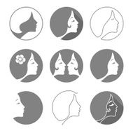 Set of woman fashion icons or logos Contour lines