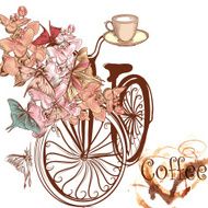 Cute vector invitation with fake bicycle and flowers N2