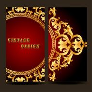 template for design of the booklet with vintage gold ornament