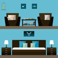 Simple interior Trendy flat style interior isolated on bright stylish cover