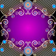 background with Golden ornaments precious stones and swirls
