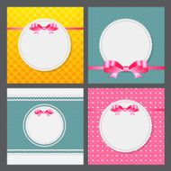 Vintage Frame with Bow Set Background Vector Illustration N2