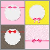 Vintage Frame with Bow Set Background Vector Illustration N3