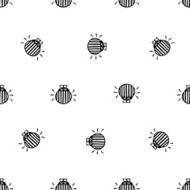 bug black and white seamless vector pattern