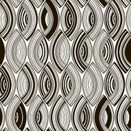 Seamless monochrome pattern with striped abstract leaves
